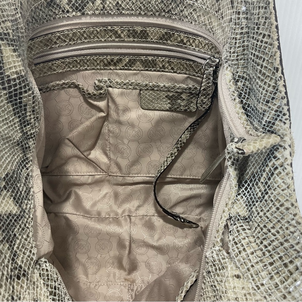 Michael Kors Python Embossed Leather Shoulder Tote Bag - Picture 10 of 12
